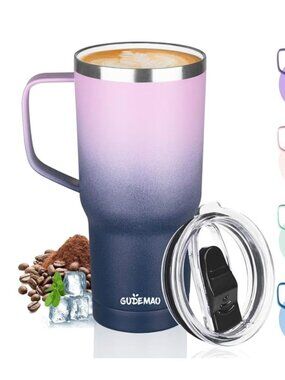 20 Oz Insulated Coffee Mug Leakproof With Ceramic Coating Stainless Steel Travel